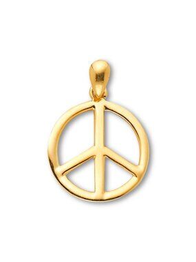 14K Real Gold Peace Sign Pendant | Dainty Charm, Tehrani Jewelry